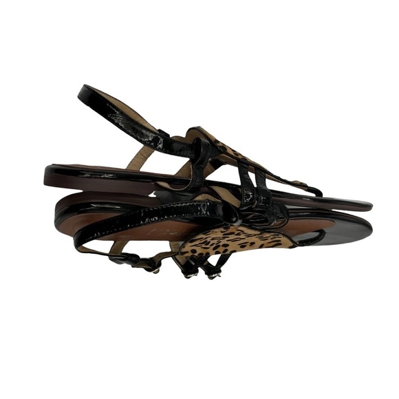 Jeffrey Campbell Johnny Fur Leopard Print Flat T-Strap Sandals Size 8 Women's - Picture 6 of 9